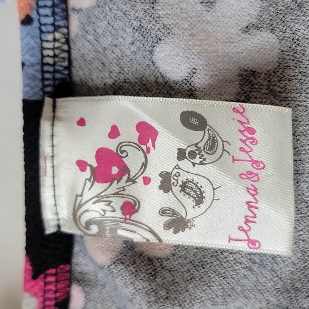 Jenna & Jessie Black Floral Pique Mini Dress Girls 10 Stretch - Picture 7 of 11